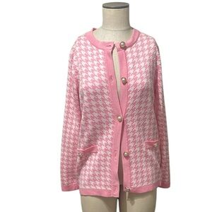 Cherie Collette Cardi sweater cardigan  vintage faux pearl pink size medium